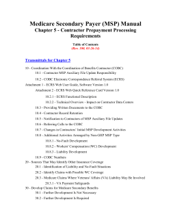 Medicare Secondary Payer (MSP) Manual Chapter 5 - Contractor Prepayment Processing Requirements