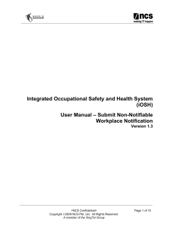 Integrated Occupational Safety and Health System (iOSH) User Manual – Submit Non-Notifiable