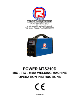 POWER MTS210D  MIG - TIG - MMA WELDING MACHINE OPERATION INSTRUCTIONS