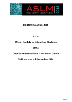 EXHIBITOR MANUAL FOR ASLM African  Society for Laboratory Medicine
