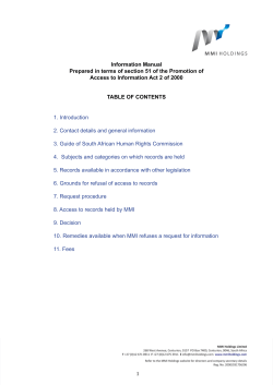 Information Manual Access to Information Act 2 of 2000