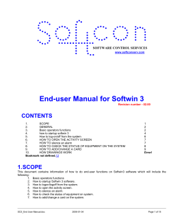End-user Manual for Softwin 3  CONTENTS SOFTWARE CONTROL