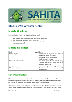 Module 27: Hot water heaters Module Objectives