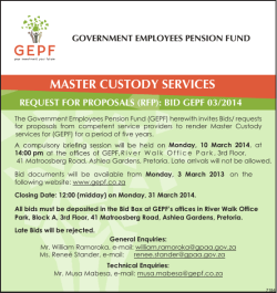 CORPORATE IDENTITY MANUAL MASTER CUSTODY SERVICES REQUEST FOR PROPOSALS (RFP): BID GEPF 03/2014