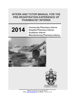 2014  INTERN AND TUTOR MANUAL FOR THE PRE-REGISTRATION EXPERIENCE OF