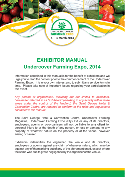 EXHIBITOR MANUAL Undercover Farming Expo, 2014