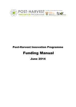 Funding Manual June 2014 Post-Harvest Innovation Programme