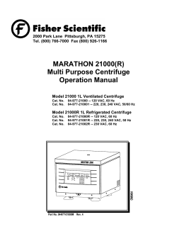 MARATHON 21000(R) Multi Purpose Centrifuge Operation Manual