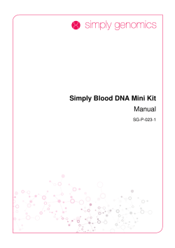 Simply Blood DNA Mini Kit Manual SG-P-023-1
