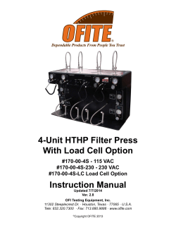 4-Unit HTHP Filter Press With Load Cell Option Instruction Manual