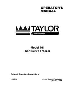 OPERATOR'S MANUAL Model 161 Soft Serve Freezer