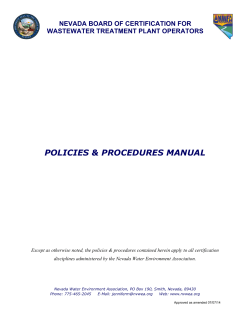 POLICIES &amp; PROCEDURES MANUAL NEVADA BOARD OF CERTIFICATION FOR