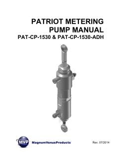 PATRIOT METERING PUMP MANUAL PAT-CP-1530 &amp; PAT-CP-1530-ADH Rev. 07/2014