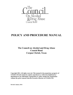 POLICY AND PROCEDURE MANUAL  The Council on Alcohol and Drug Abuse