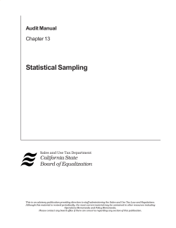 Statistical Sampling Audit Manual Chapter 13 California State