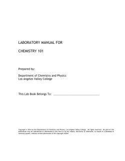 LABORATORY MANUAL FOR  CHEMISTRY 101 Prepared by:
