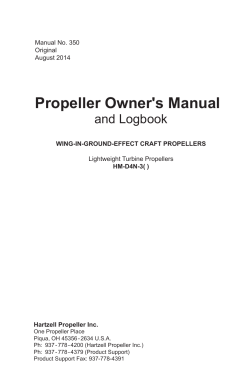 Propeller Owner's Manual and Logbook Manual No. 350 Original