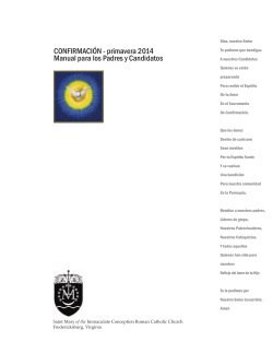 CONFIRMACIÓN - primavera 2014 Manual para los Padres y Candidatos