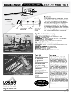 Instruction Manual MODEL F100-2 PICTURE FRAMING Description
