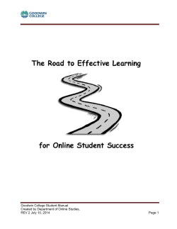   Goodwin College Student Manual Created by Department of Online Studies,