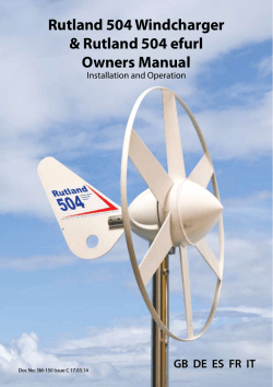 Rutland 504 Windcharger &amp; Rutland 504 efurl Owners Manual