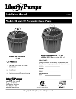 Installation Manual Model 404 and 405 Automatic Drain Pump Contents
