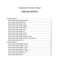 Comprehensive Resource Manual  TABLE OF CONTENTS