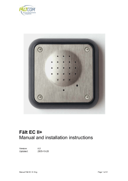 Fält EC II+ Manual and installation instructions  Version: 4.2