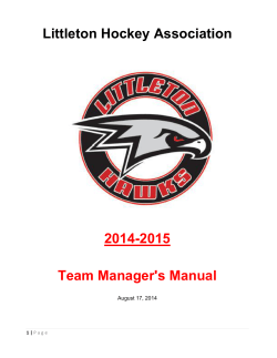 Littleton Hockey Association  2014-2015 Team Manager's Manual