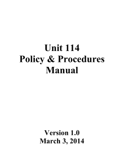 Unit 114 Policy &amp; Procedures Manual