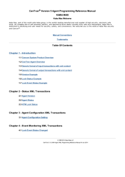 CenTran Version 5 Agent Programming Reference Manual KABA MAS ®