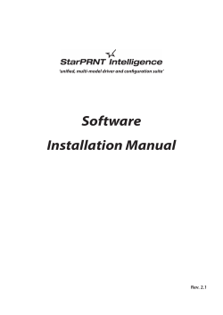 Software Installation Manual Rev. 2.1 ‘unified, multi-model driver and configuration suite’