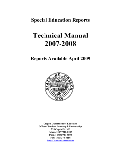 Technical Manual 2007-2008 Special Education Reports