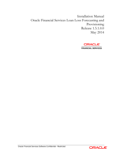 Installation Manual Oracle Financial Services Loan Loss Forecasting and Provisioning Release 1.5.1.0.0
