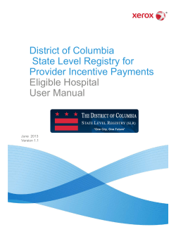 District of Columbia State Level Registry for Provider Incentive Payments Eligible Hospital