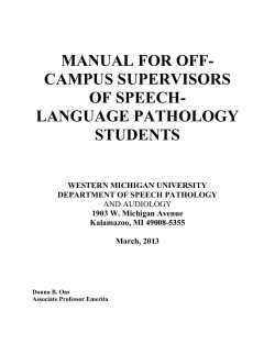 MANUAL FOR OFF- CAMPUS SUPERVISORS OF SPEECH-