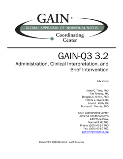 GAIN-Q3 3.2  Administration, Clinical Interpretation, and Brief Intervention