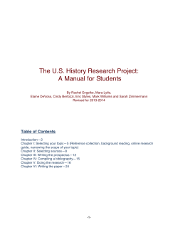 The U.S. History Research Project: A Manual for Students