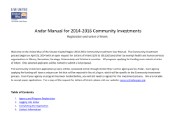 Andar Manual for 2014-2016 Community Investments Registration and Letter of Intent