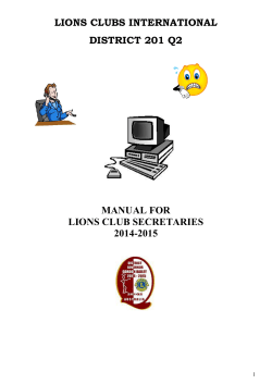 LIONS CLUBS INTERNATIONAL DISTRICT 201 Q2  MANUAL FOR