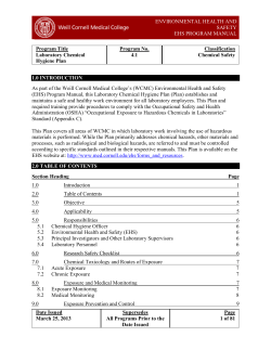 ENVIRONMENTAL HEALTH AND SAFETY EHS PROGRAM MANUAL