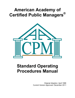 American Academy of Certified Public Managers  Standard Operating