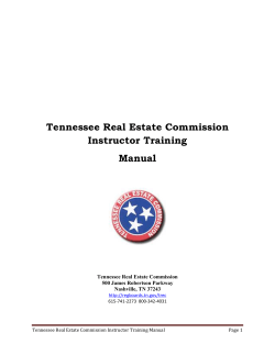 Tennessee Real Estate Commission Instructor Training Manual