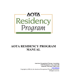 AOTA RESIDENCY PROGRAM MANUAL