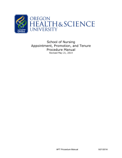 School of Nursing Appointment, Promotion, and Tenure Procedure Manual