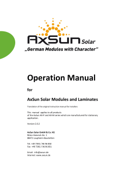 Operation Manual  AxSun Solar Modules and Laminates for