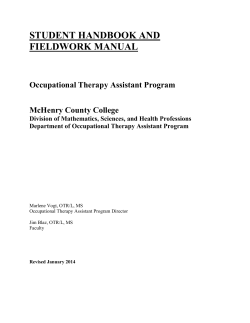 STUDENT HANDBOOK AND FIELDWORK MANUAL Occupational Therapy Assistant Program