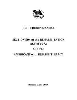 PROCEDURES MANUAL SECTION 504 of the REHABILITATION  ACT of 1973