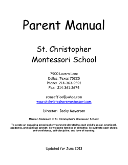 Parent Manual  St. Christopher Montessori School