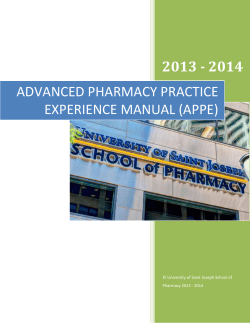 2013 - 2014 ADVANCED PHARMACY PRACTICE EXPERIENCE MANUAL (APPE)